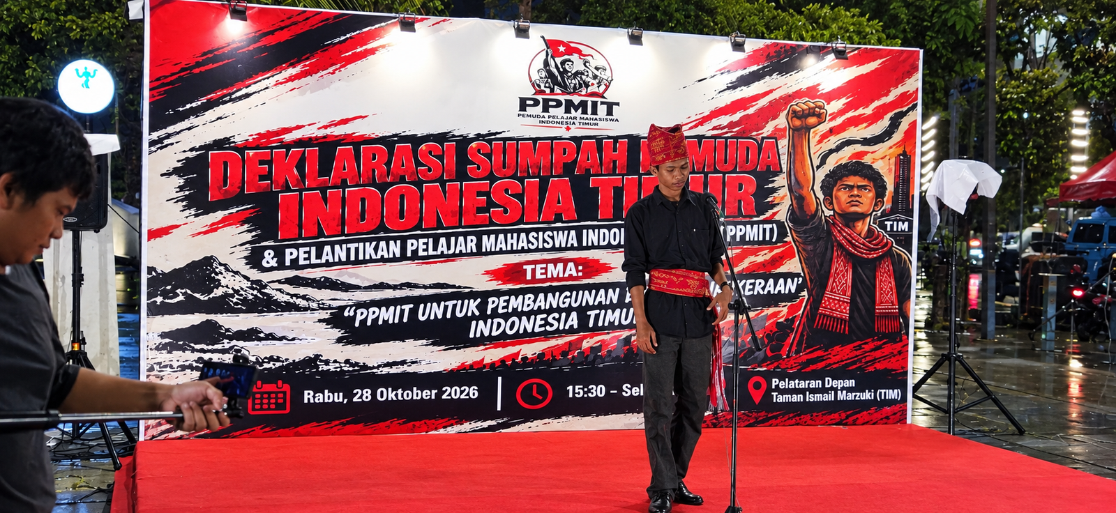 Ketua Umum PPMIT, Ridho, saat pidato dalam Pelantikan Pengurus PPMIT Periode 2026-2029, Rabu (28/10/2026). 